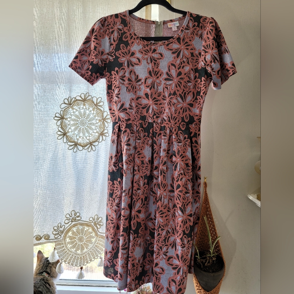 Blue and pink comfy Amelia dress by LuLaRoe, size M